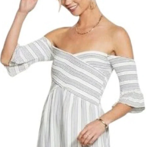 NWT Ali & Jay from Anthropologie Striped OffShoulder Wide Leg Jumpsuit - sz M